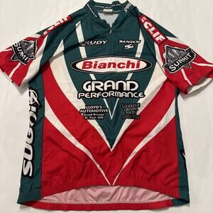 Bianchi Sugoi Men Sz L Short Sleeve Jersey 1/2 Zip Red Green Minnesota Summit